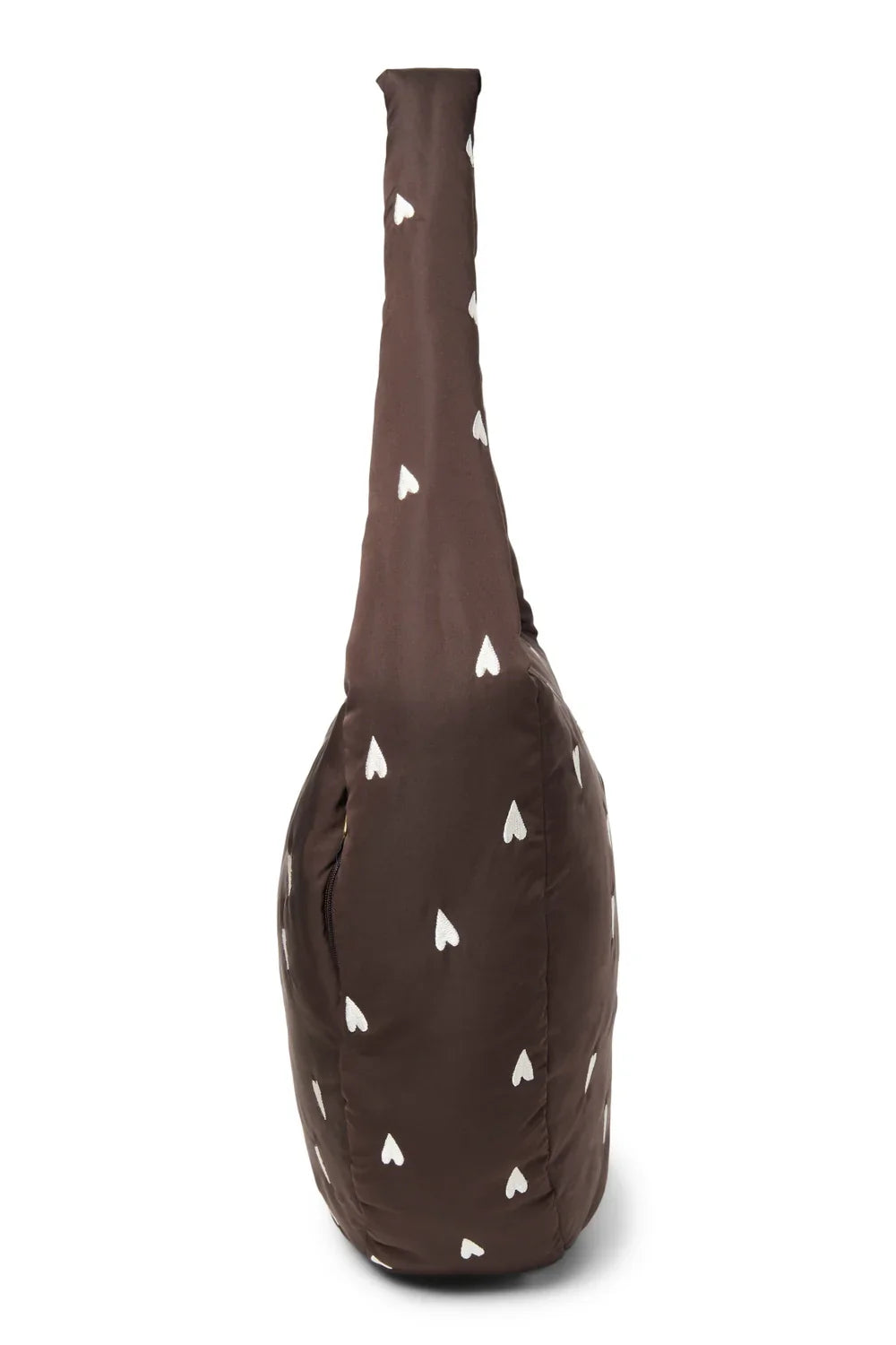 Braune Puffy Umhängetasche mit Herzen