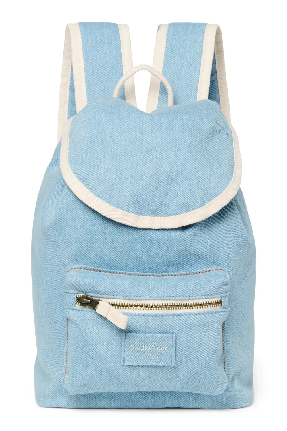 Blauer Denim Uni Midi-Rucksack Kordelzug