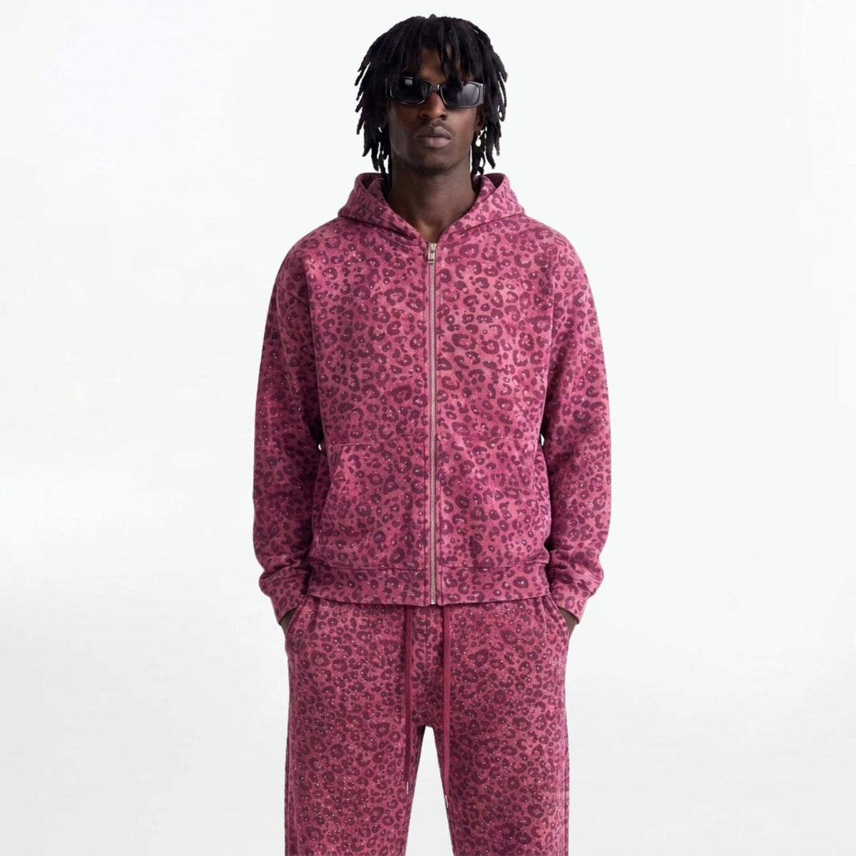 VYBES Pink Leopard Zip Up
