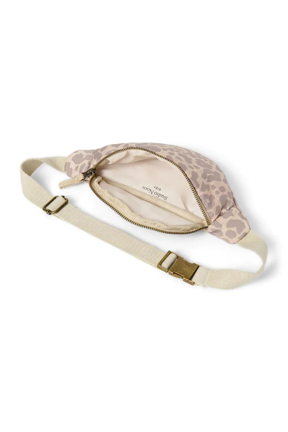 Beige luipaardprint gewatteerde mini-heuptas