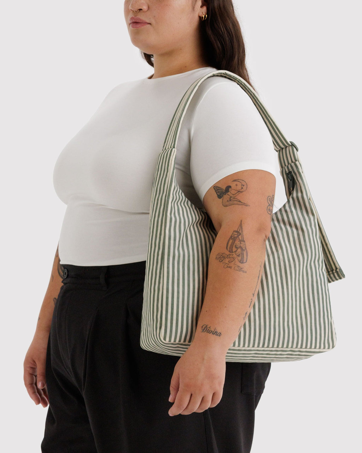 Nylon Shoulder Bag - Sage Stripe - image 2