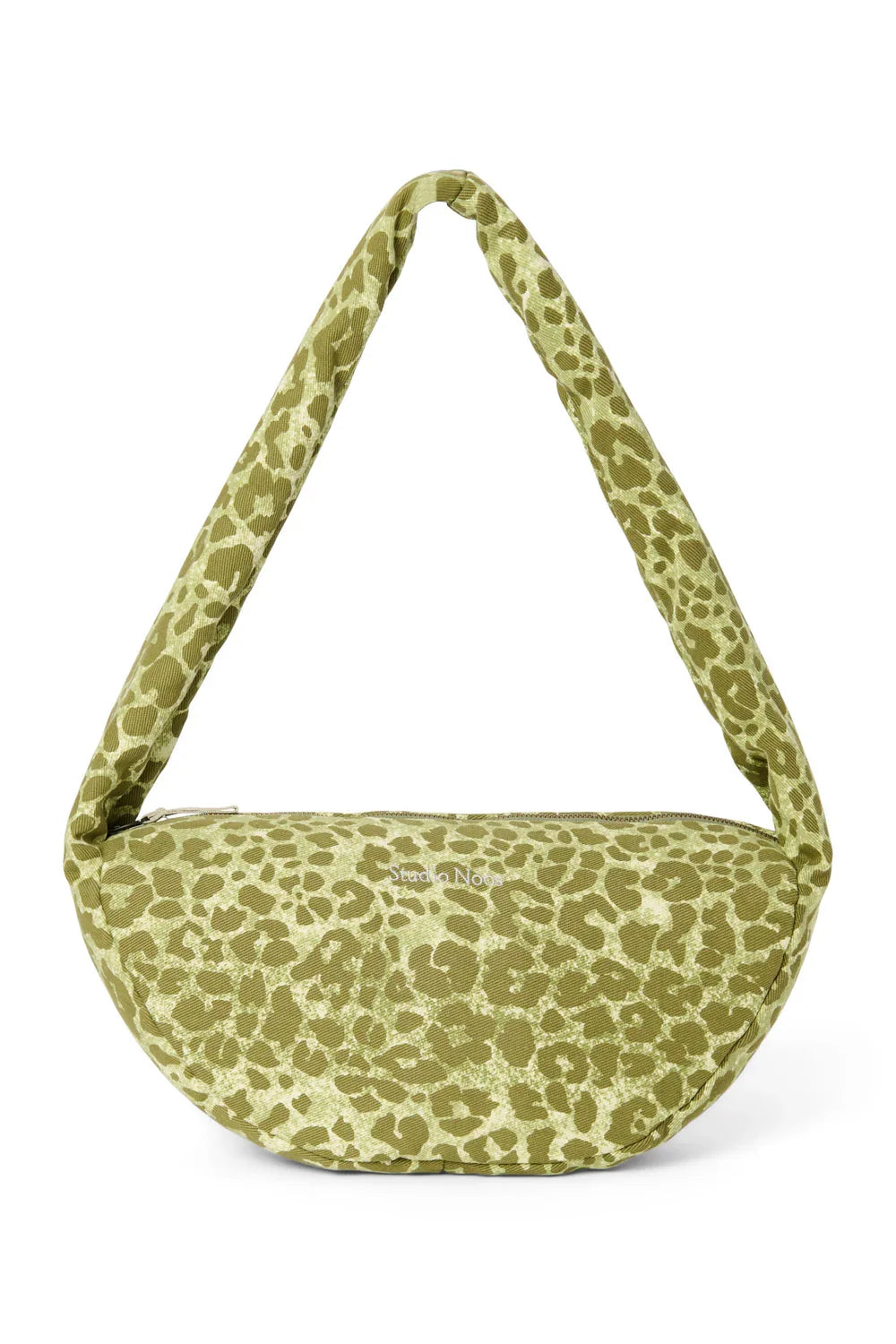 Groene katoenen mini-schoudertas met luipaardprint
