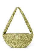 Groene katoenen mini-schoudertas met luipaardprint