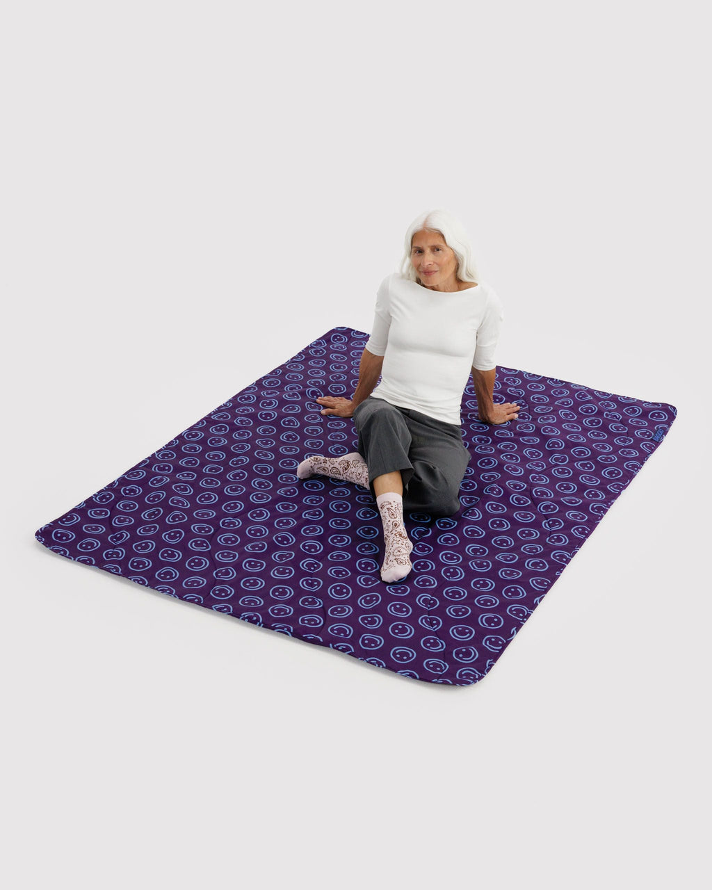 Puffy Picnic Blanket - Indigo Happy - image 2