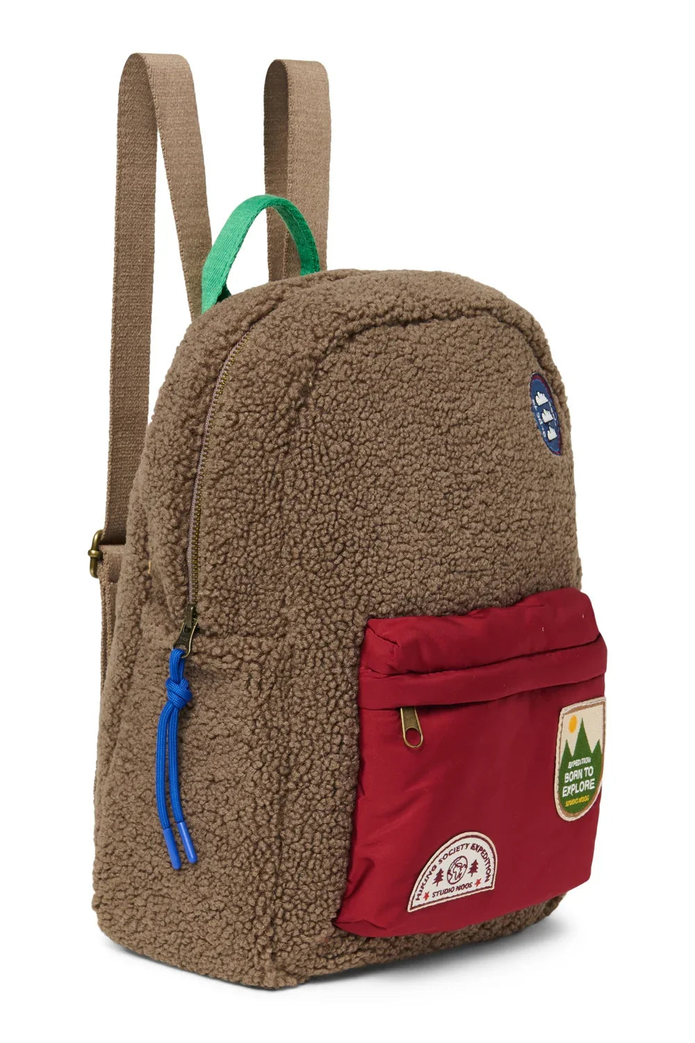 Brauner/Burgunderfarbener Teddy-Midi-Rucksack