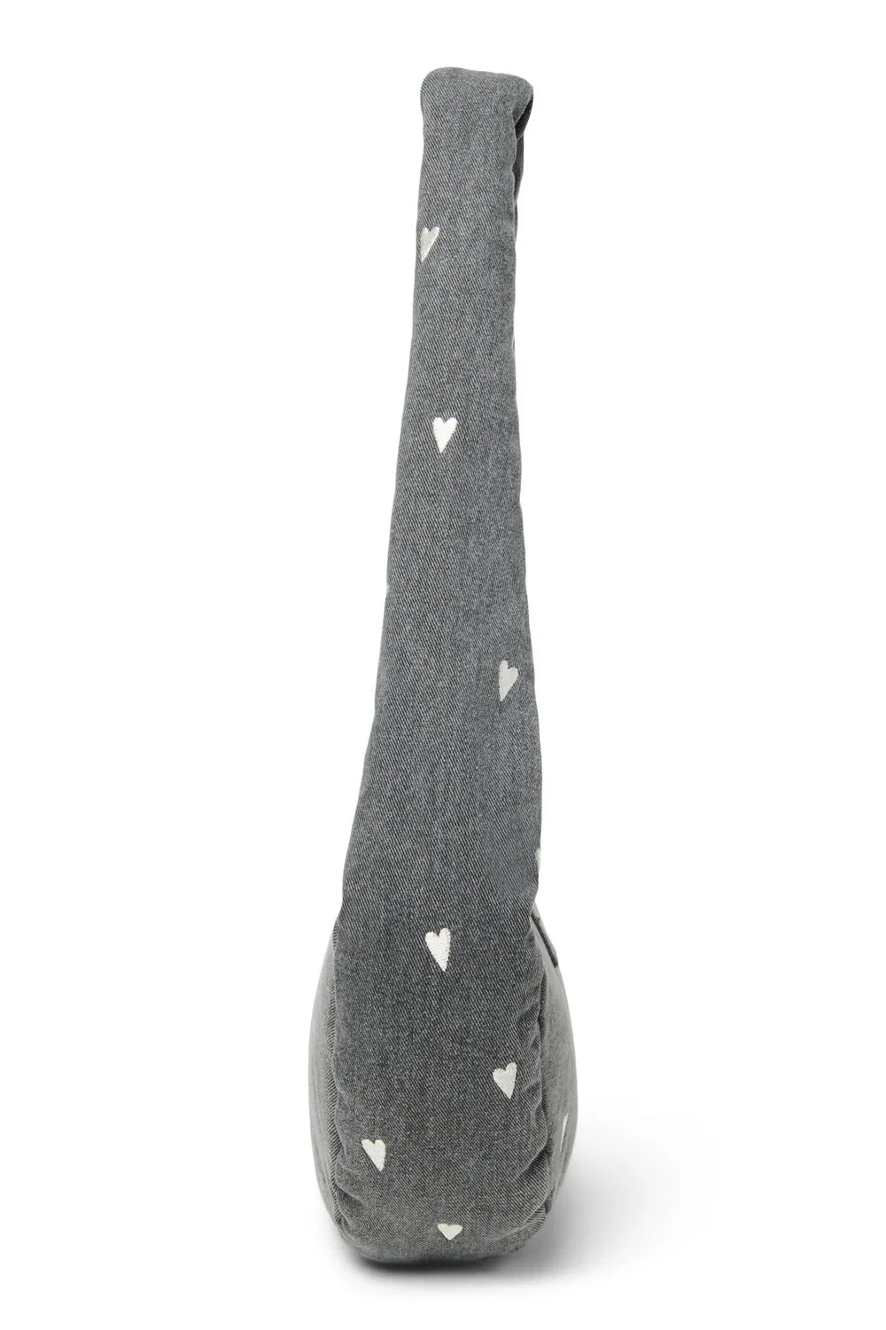 Grijze denim mini-schoudertas met hartjes