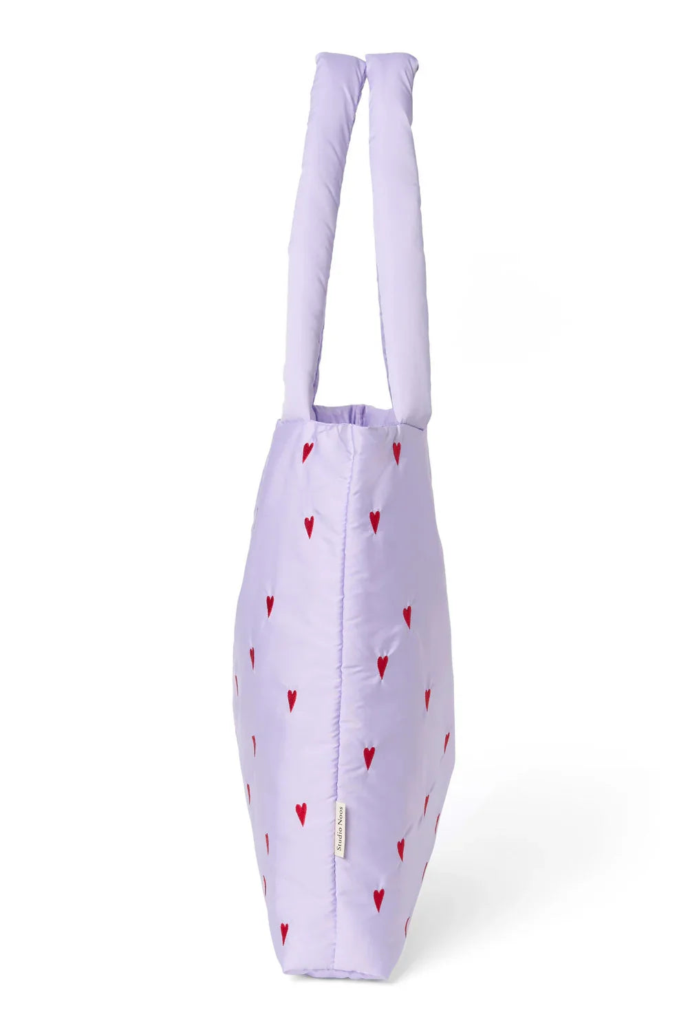 Lichtblauwe Puffy Mom-tas met hartjes
