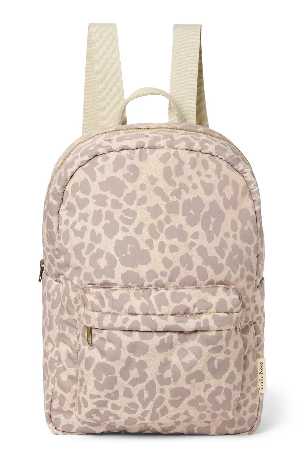 Beige Leopard Midi-Rucksack mit Puffereffekt