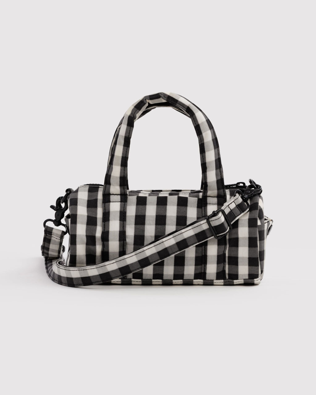 Small Nylon Duffle Bag - Black and Cream Gingham