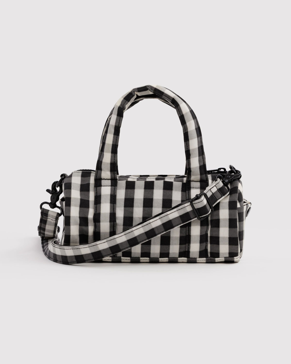 Small Nylon Duffle Bag - Black and Cream Gingham