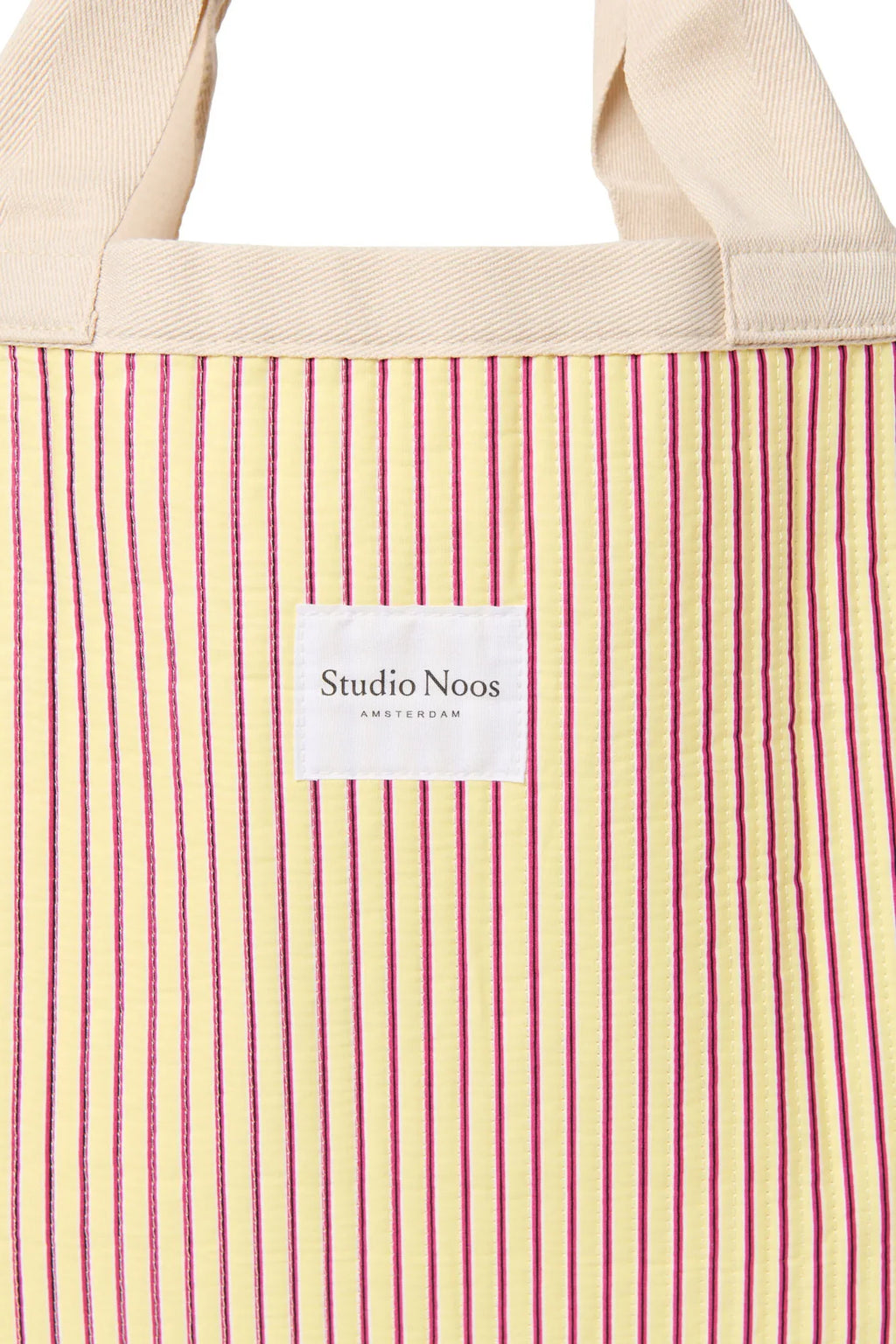 Poplin gestreepte strandtas | Botergeel