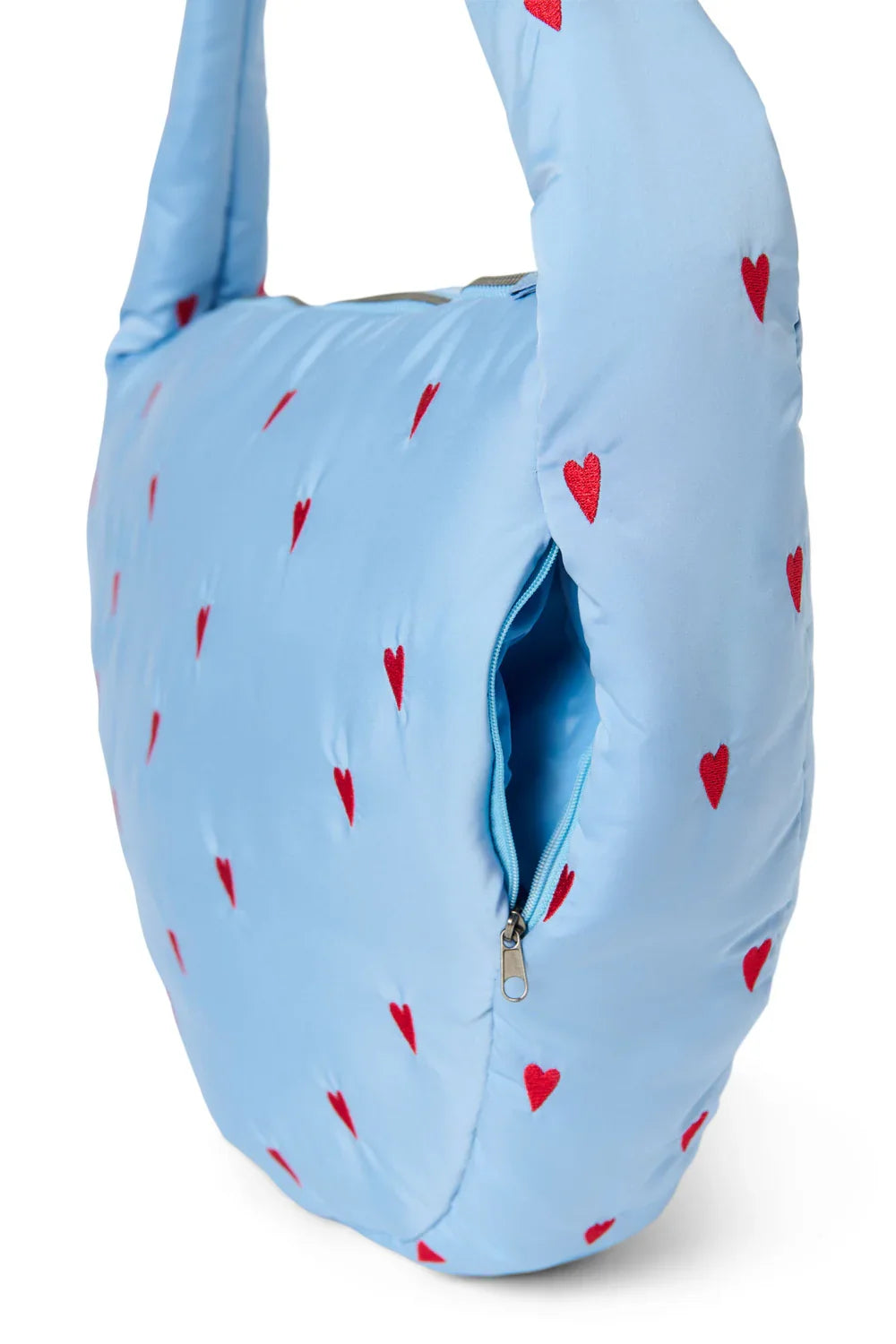 Lila Puffy Umhängetasche mit Herzen
