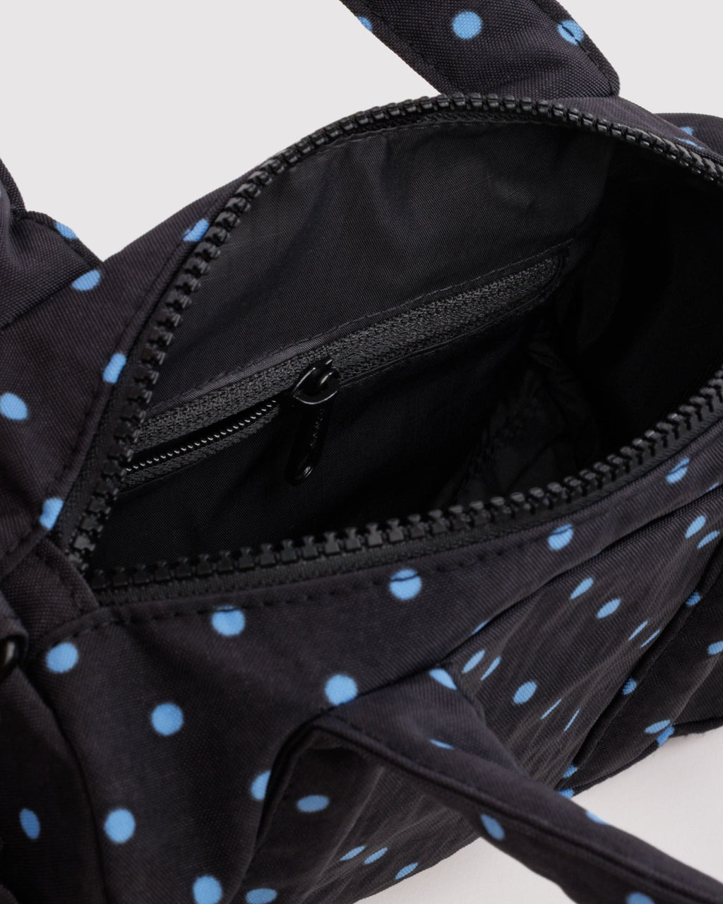 Small Nylon Duffle Bag - Black and Sky Blue Micro Dot - image 5