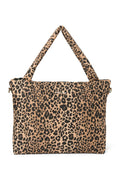 Wickeltasche aus brauner Baumwolle mit Leopardenmuster