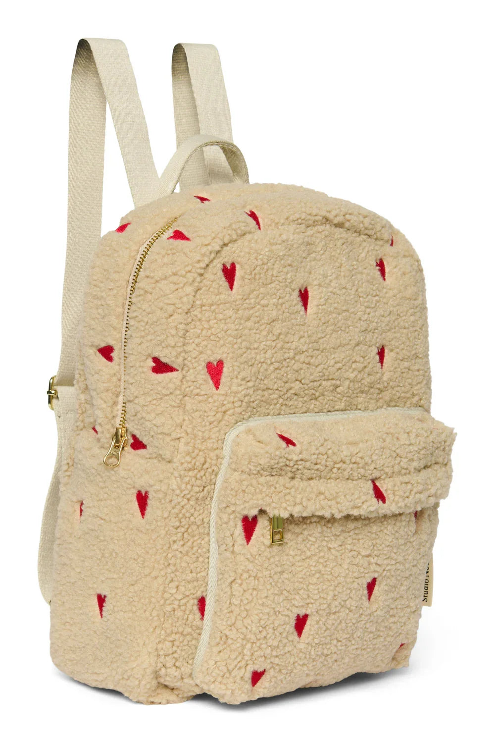 Ecru Teddy Midi-rugzak met hartjes