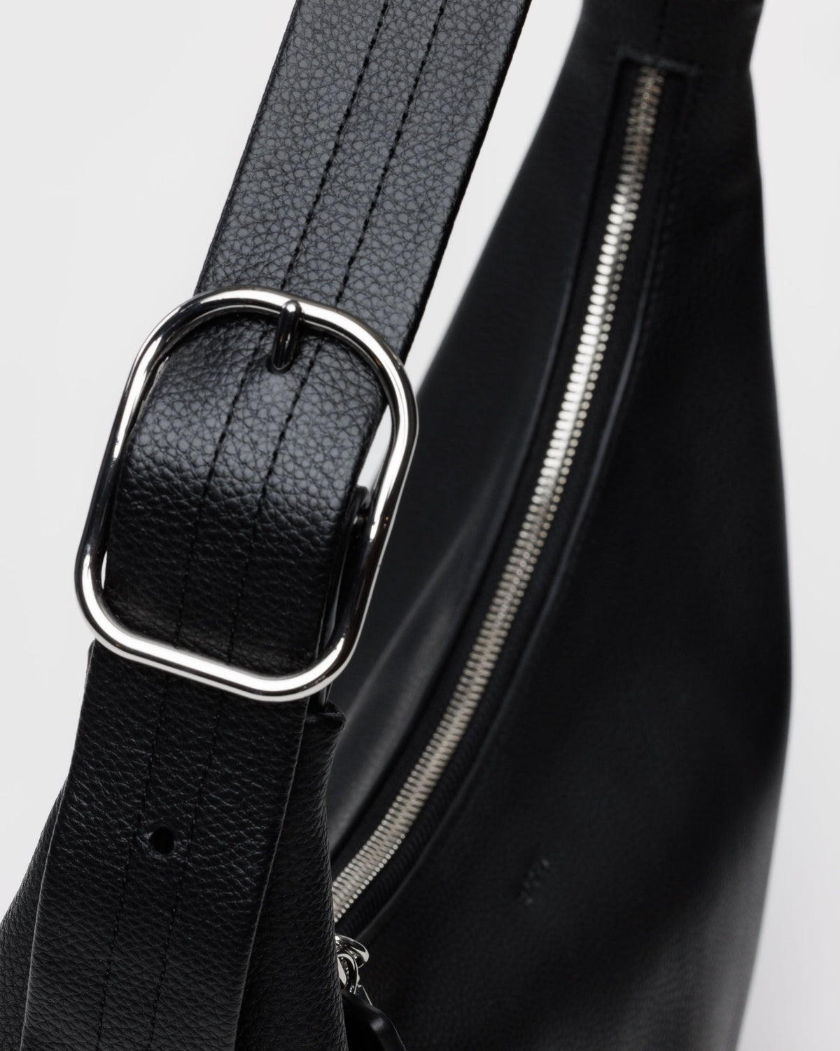 Recycled Leather Shoulder Bag - Black - image 4