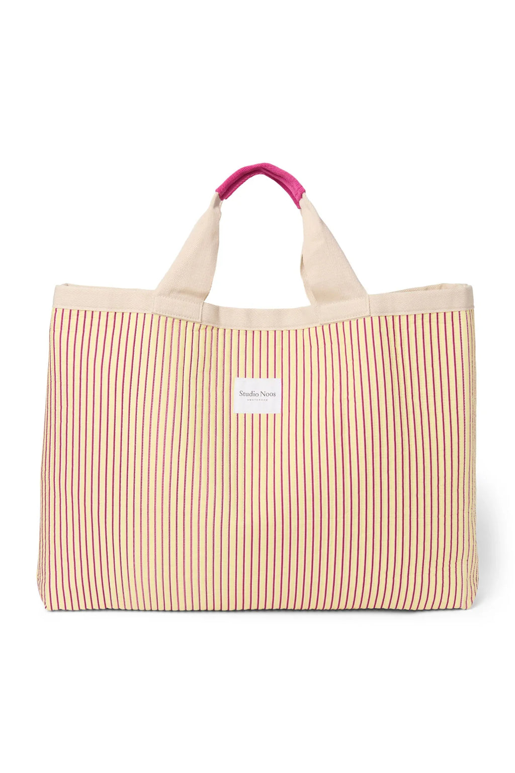 Poplin gestreepte strandtas | Botergeel