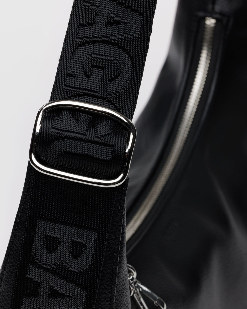Medium Recycled Leather Crescent Bag - Black - image 5