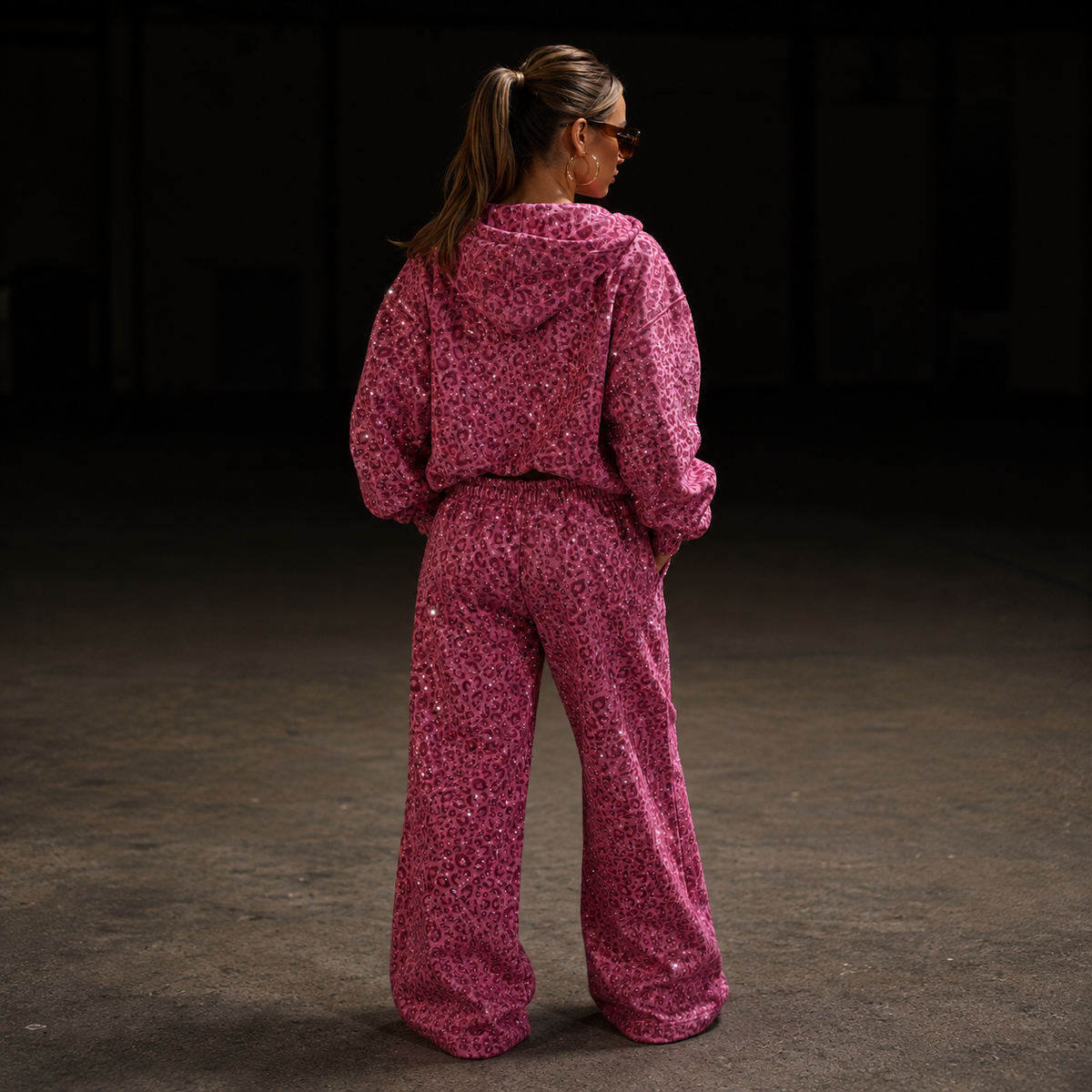 VYBES Pink Leopard Sweatpants