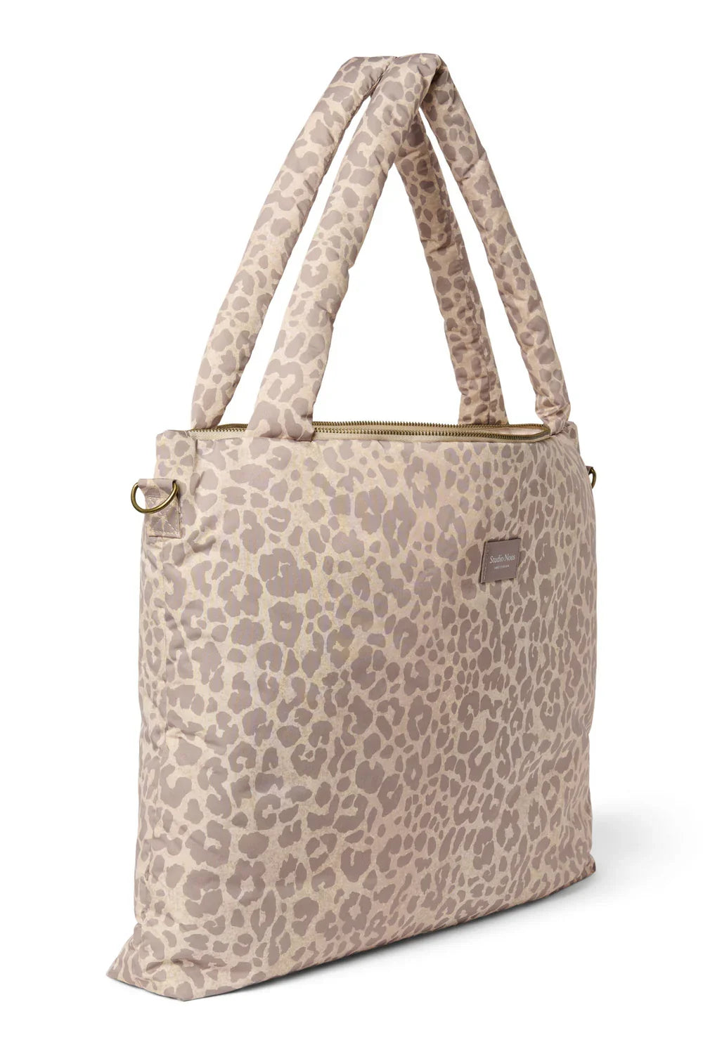 Beige luierrugzak met panterprint