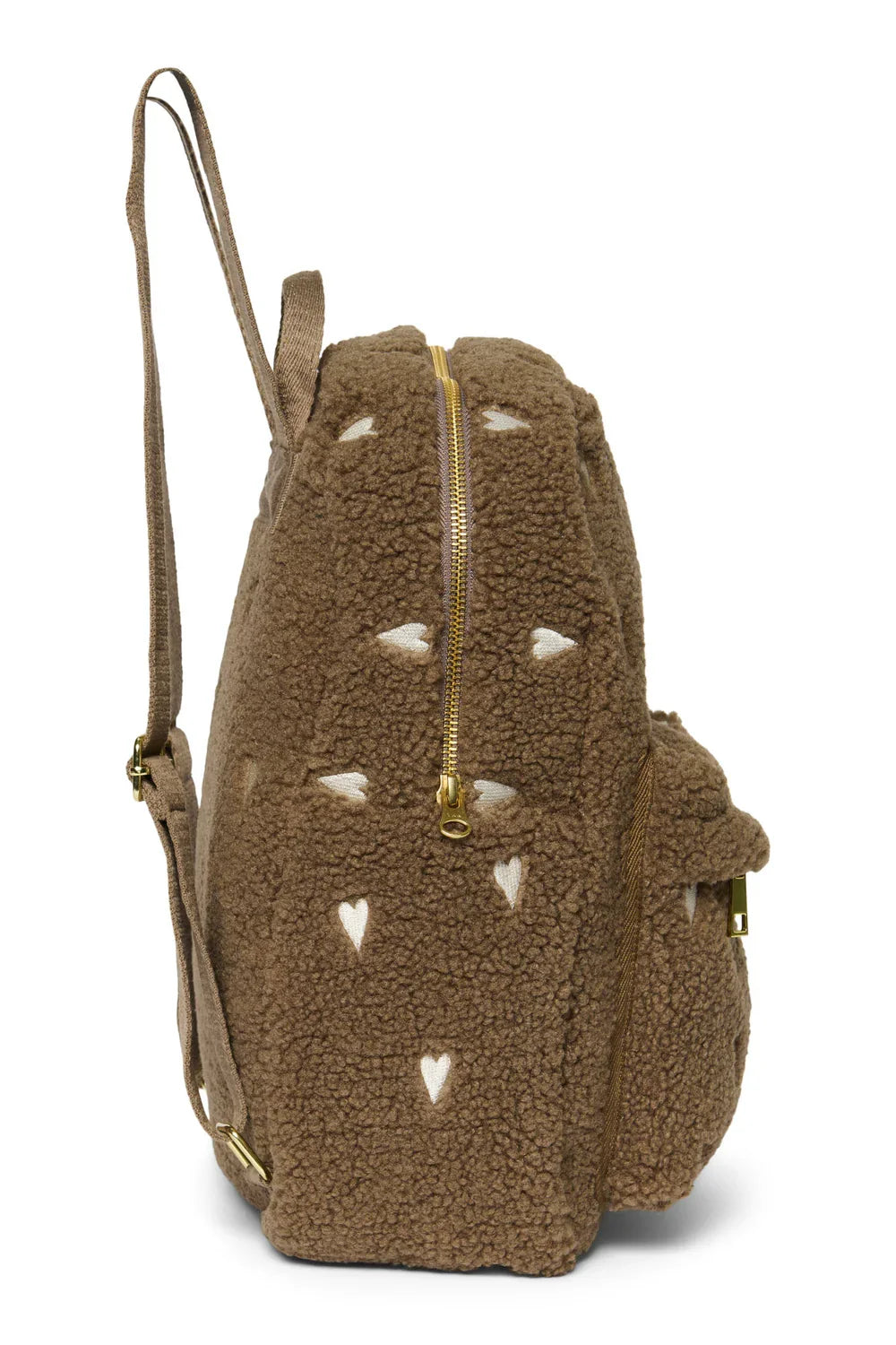 Ecru Teddy Midi-rugzak met hartjes