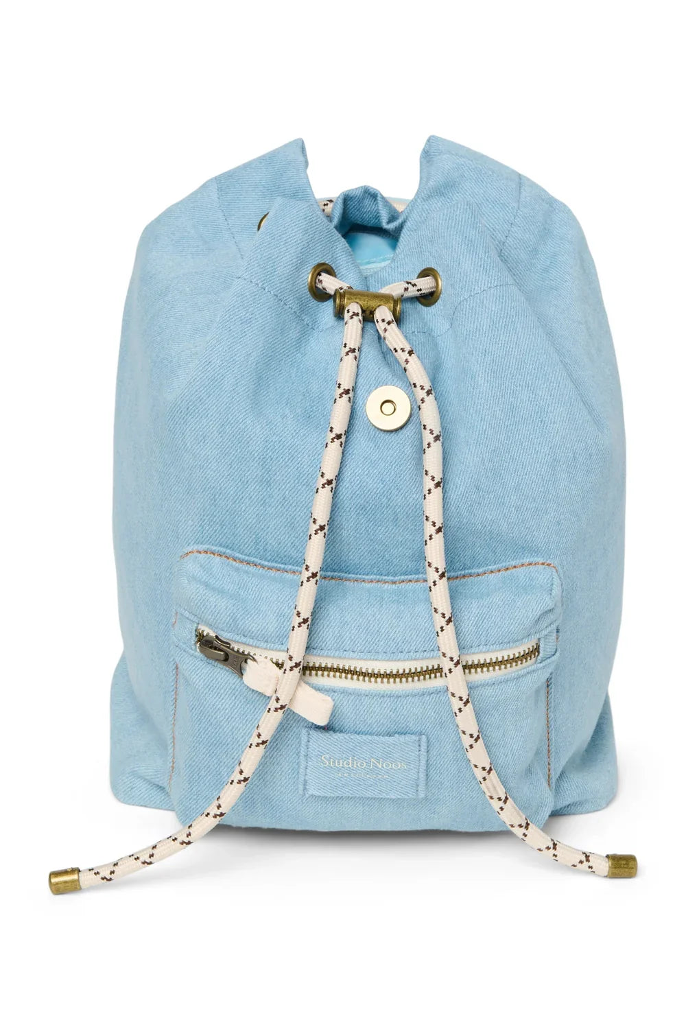 Blauer Denim Uni Midi-Rucksack Kordelzug