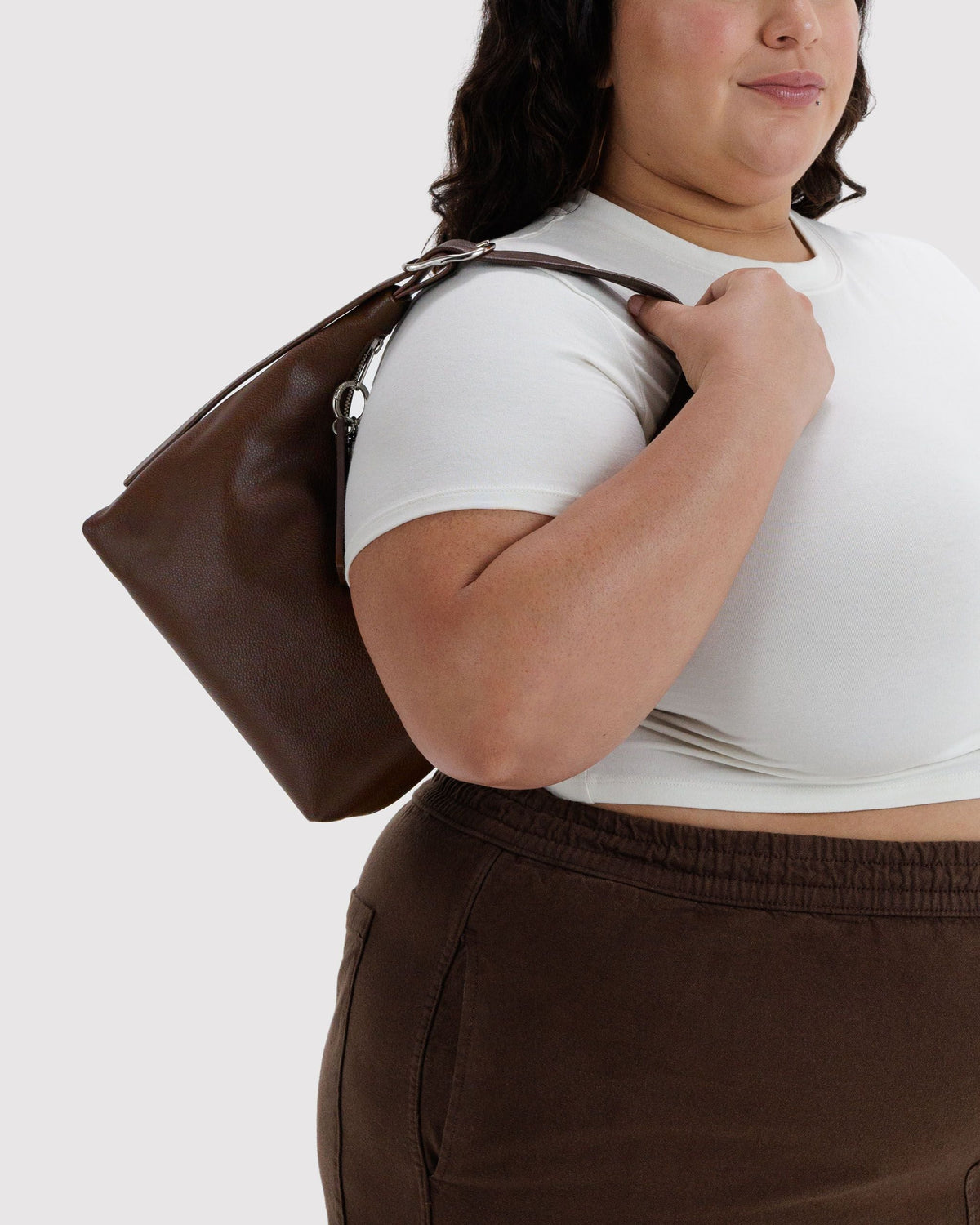 Mini Recycled Leather Shoulder Bag - Brown - image 2