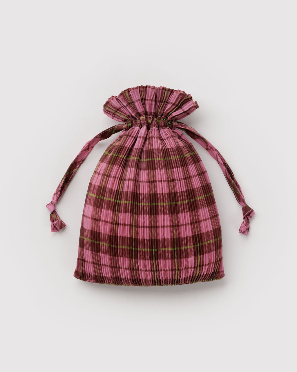 Pleated Baggu - Azalea Pink Tartan - image 3