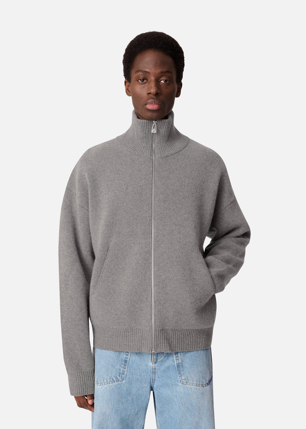 Core Zip-Up Sweater - Grey Melange - image 2