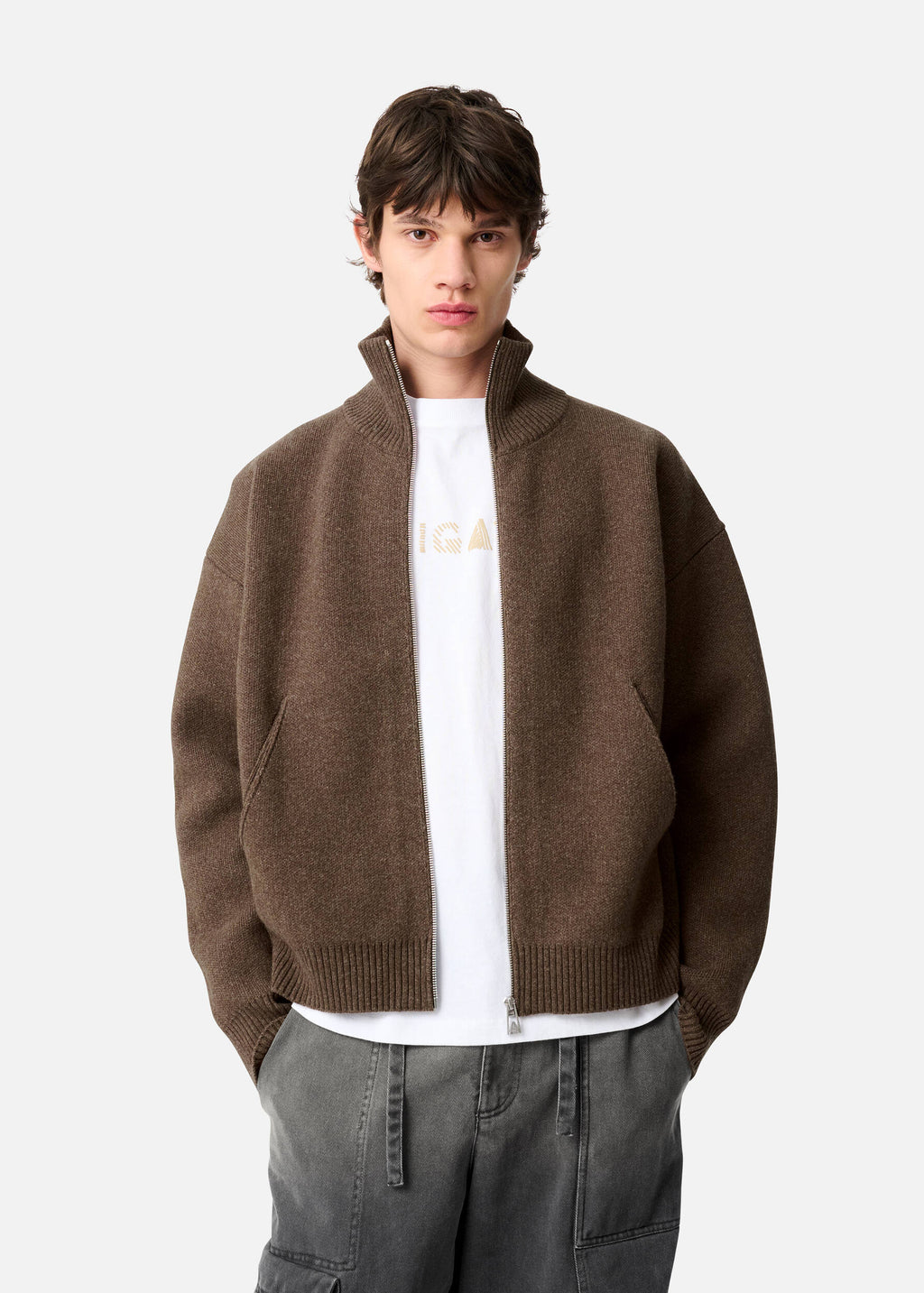 Core Zip-Up Sweater - Dark Brown - image 2