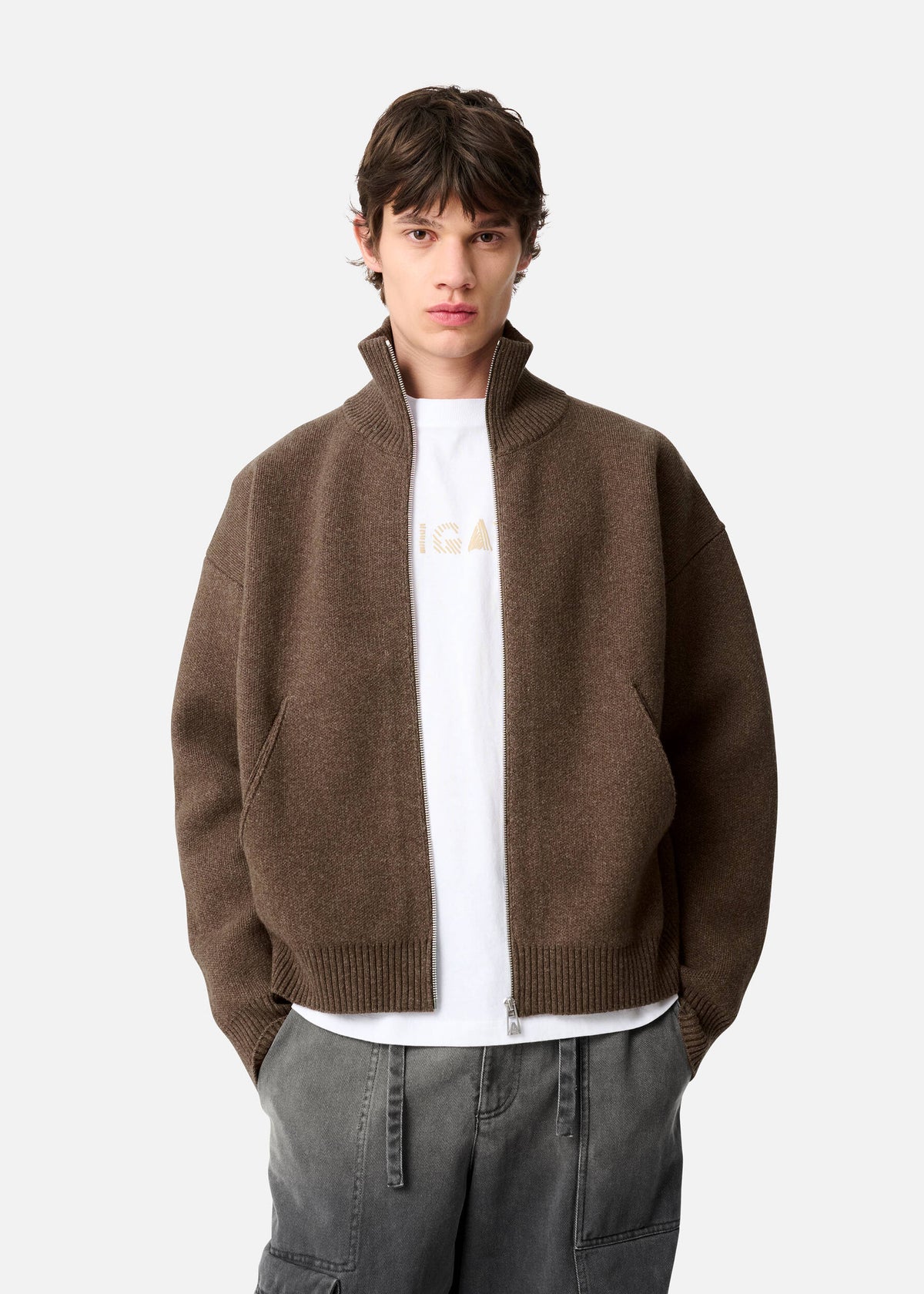 Core Zip-Up Sweater - Dark Brown - image 2