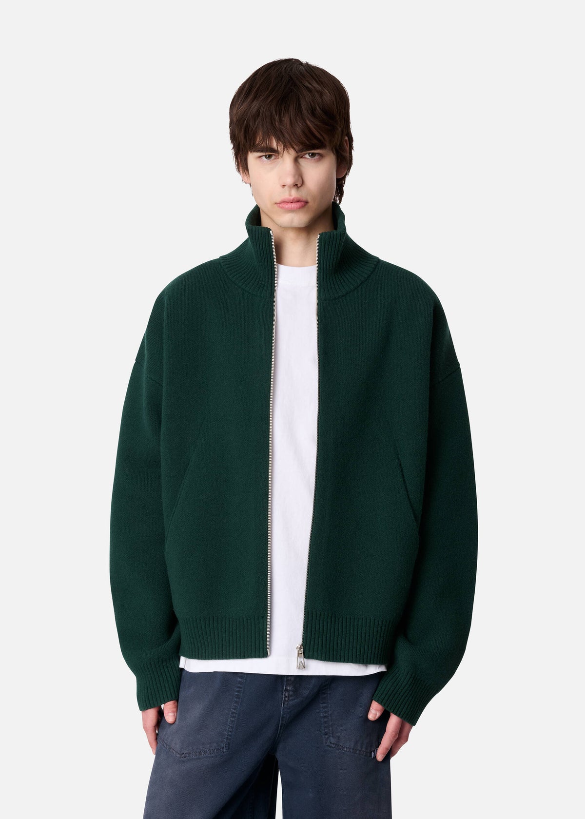 Core Zip-Up Sweater - Dark Green - image 2