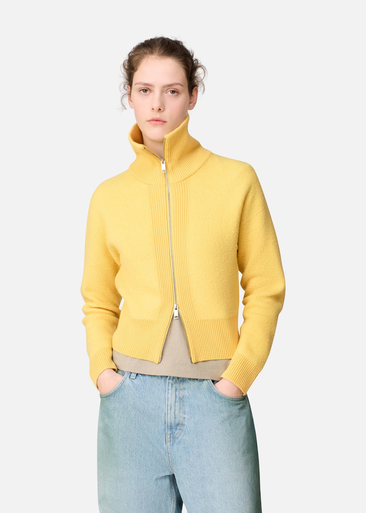 Verve Zip-Up Cardigan - Yellow - image 2