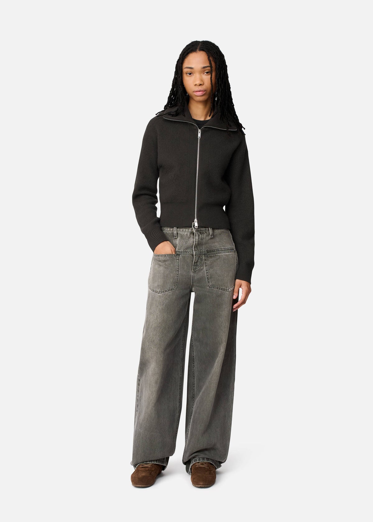 Verve Zip-Up Cardigan - Dark Grey - image 4