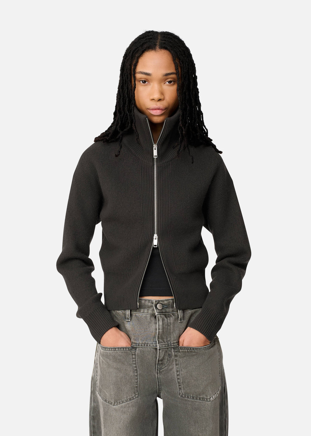 Verve Zip-Up Cardigan - Dark Grey - image 5