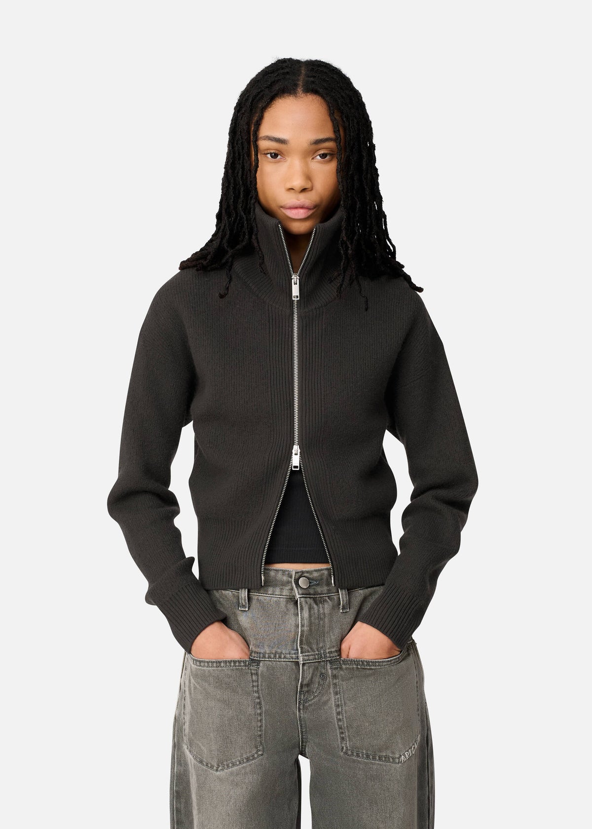 Verve Zip-Up Cardigan - Dark Grey - image 5