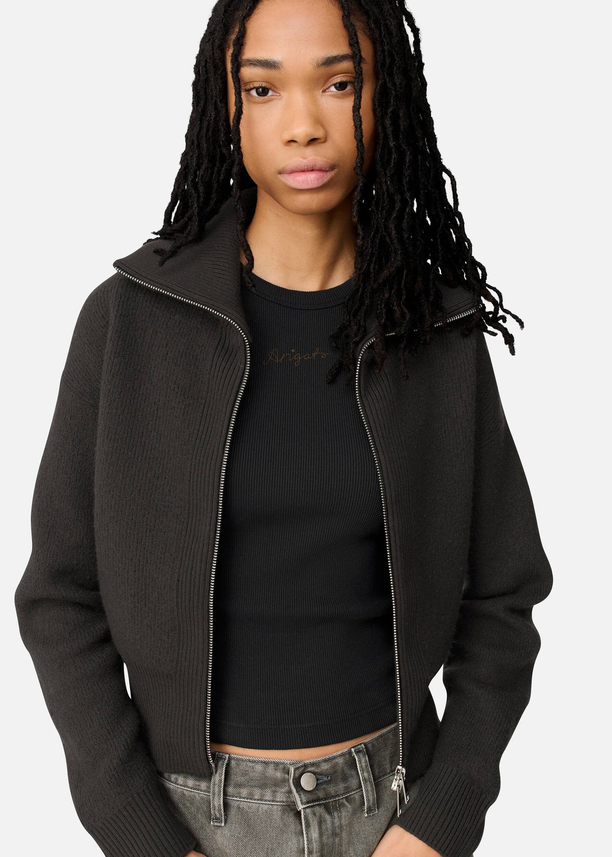 Verve Zip-Up Cardigan - Dark Grey - image 6