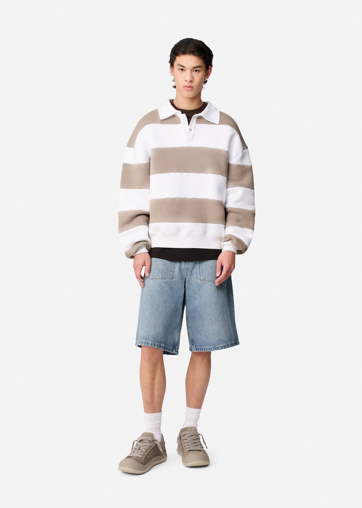 Shift Striped Sweatshirt - White/Stone - image 4