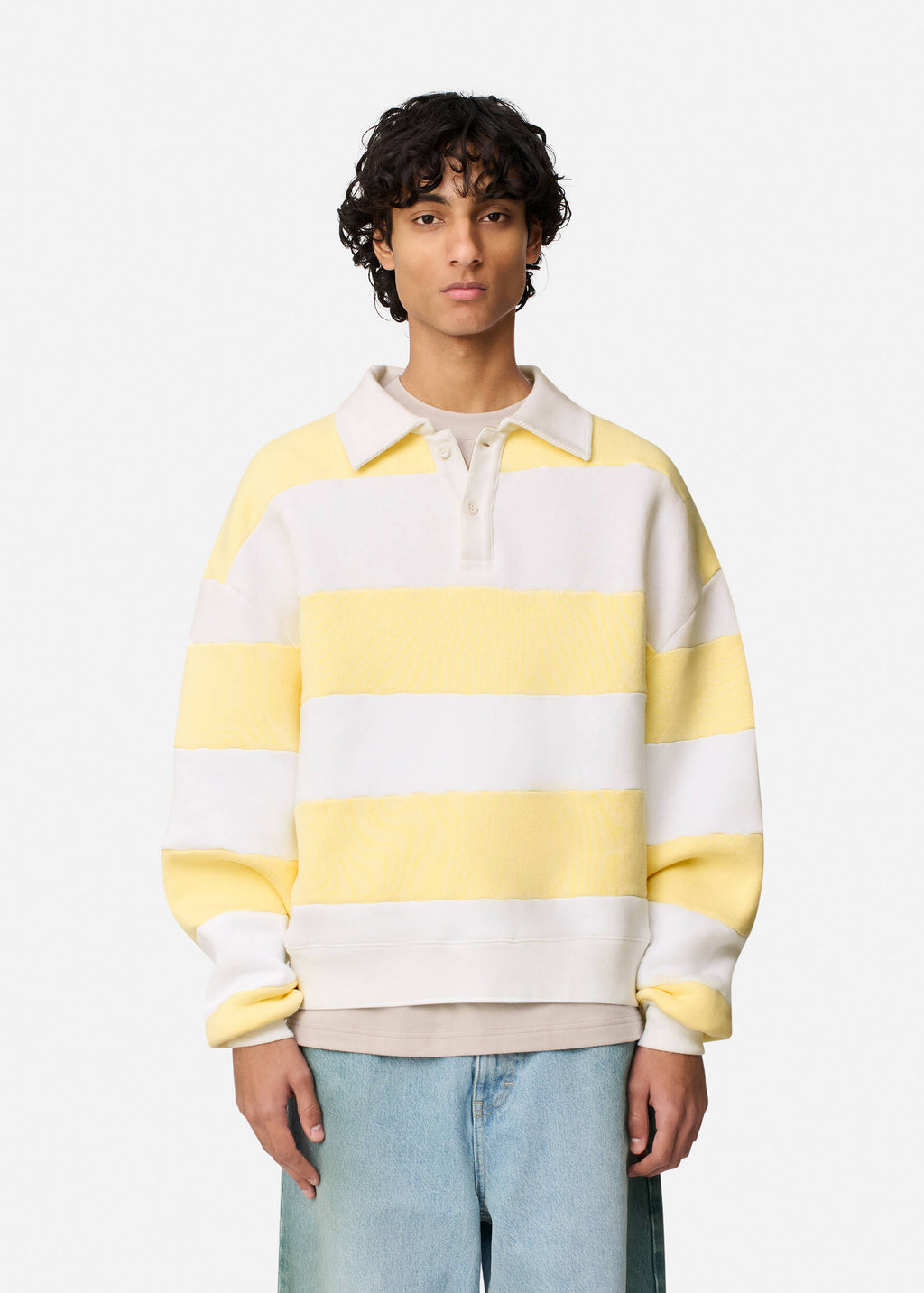 Shift Striped Sweatshirt - White/Light Yellow - image 2