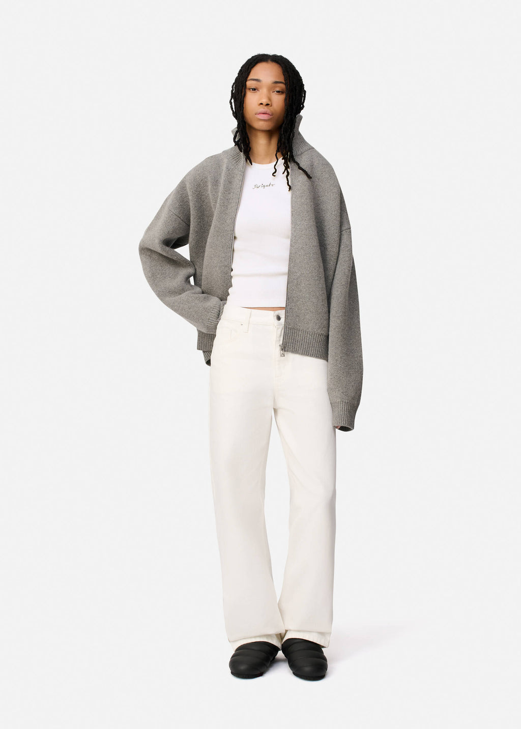 Scoop Ribbed Tank - White - image 4