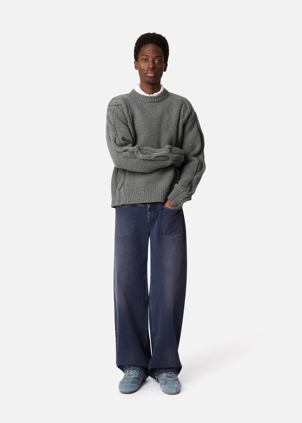 Beam Cable-Knit Sweater - Grey - image 4