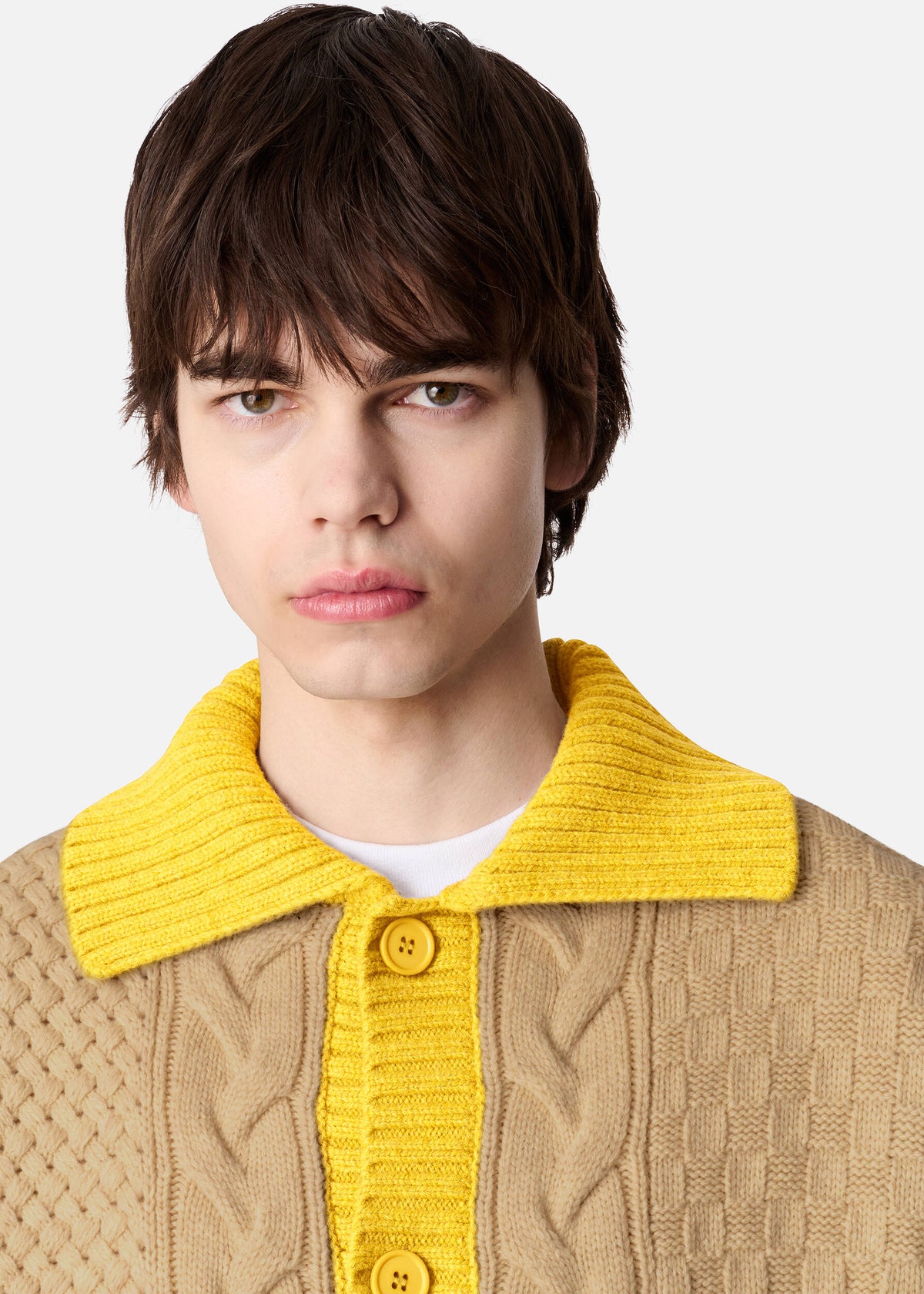 Textured Franko Cardigan - Camel/Yellow - image 6