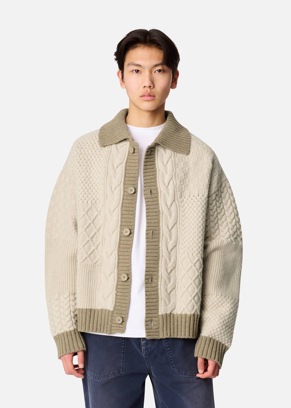Textured Franko Cardigan - Light Beige/Beige - image 2