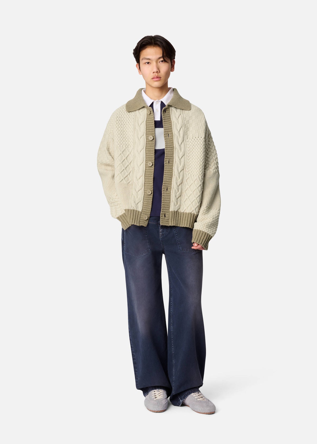 Textured Franko Cardigan - Light Beige/Beige - image 4
