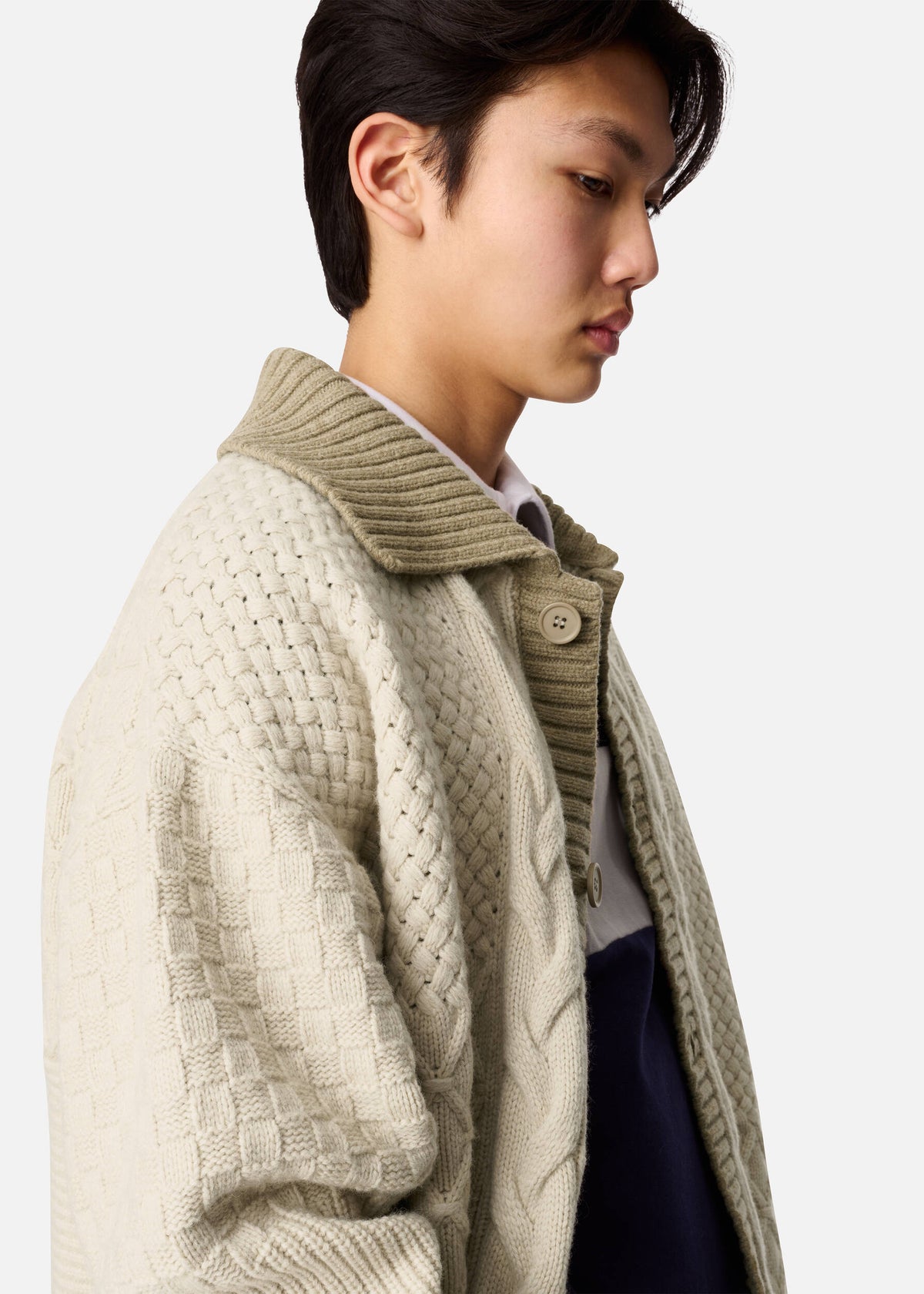 Textured Franko Cardigan - Light Beige/Beige - image 5