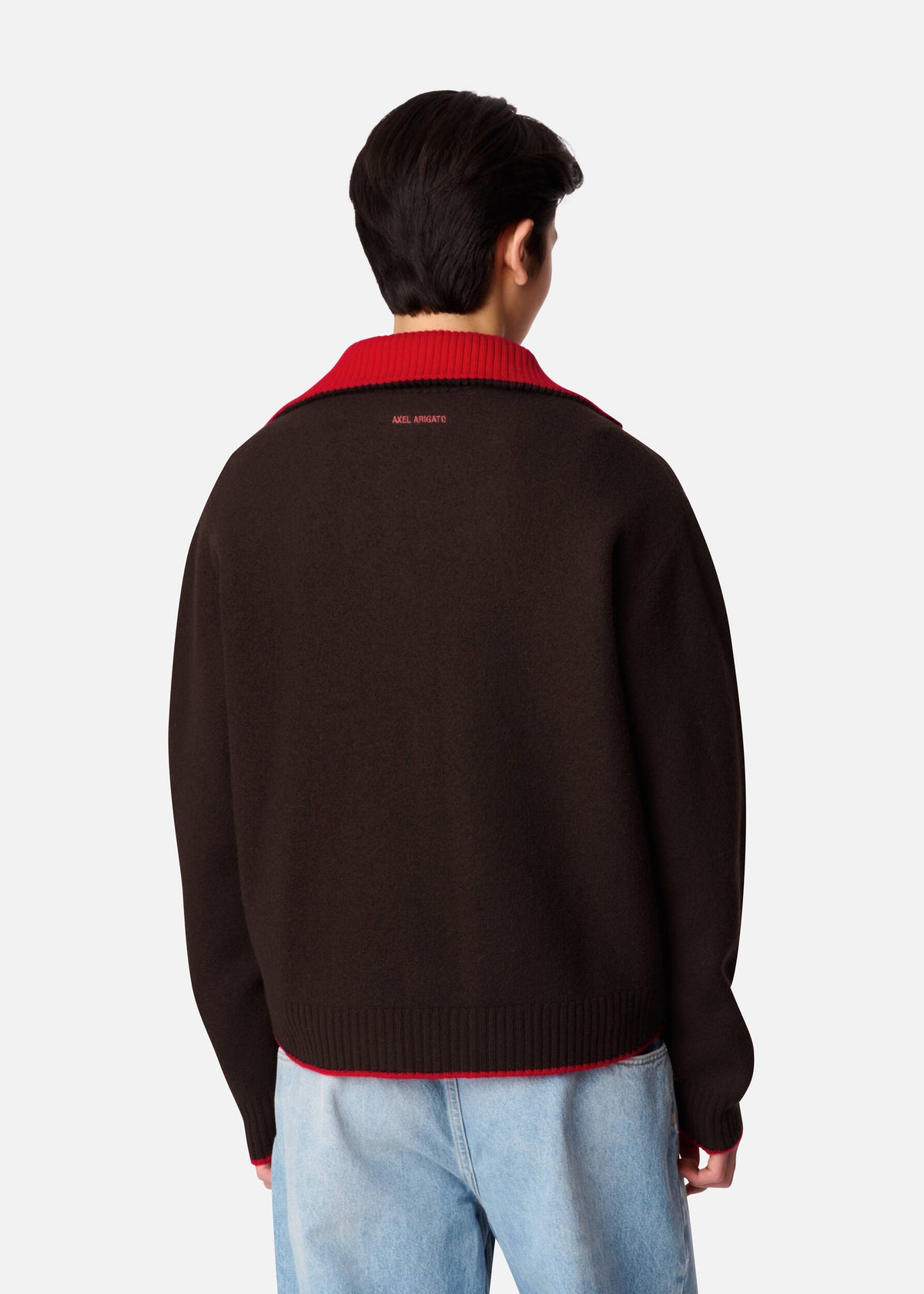 Trace Half Zip Sweater - Dark Brown/Red - image 3