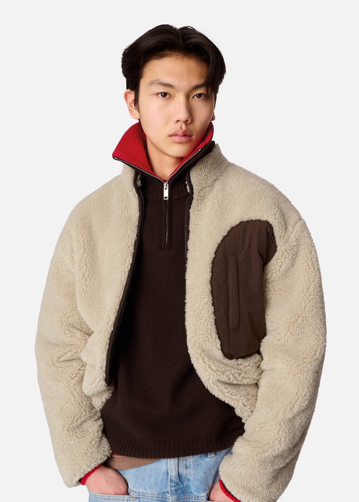 Trace Half Zip Sweater - Dark Brown/Red - image 5