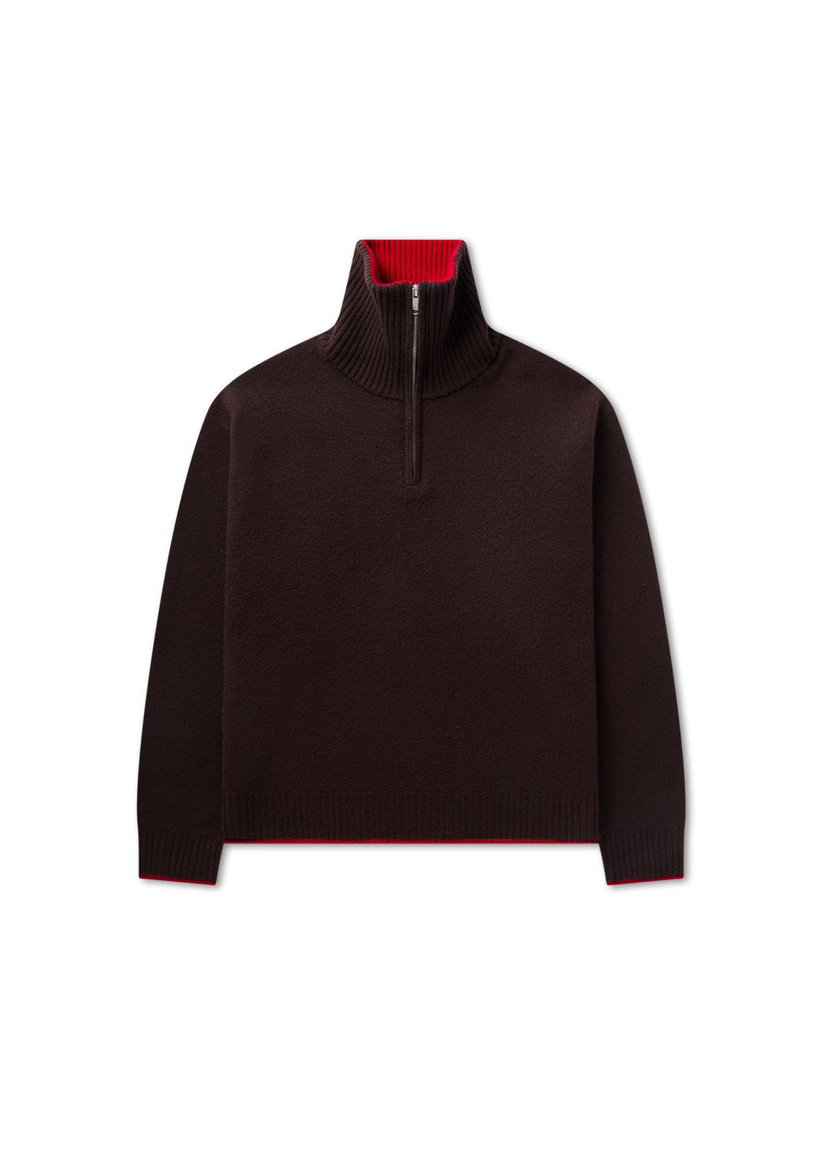 Trace Half Zip Sweater - Dark Brown/Red - image 1
