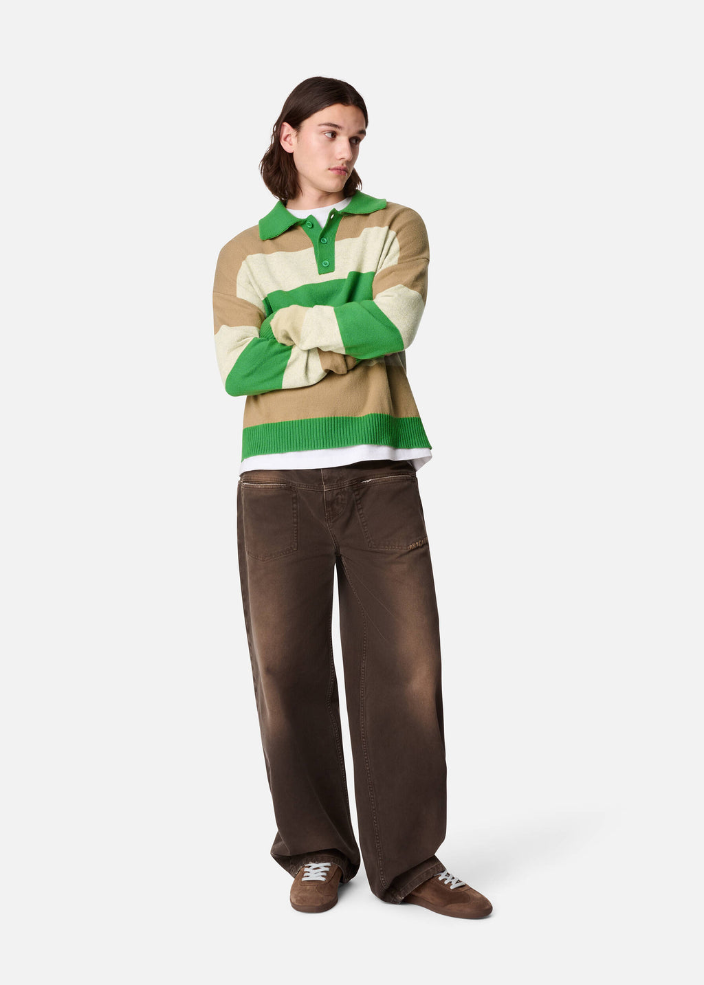 Marine Polo Sweater - Green/Beige - image 4