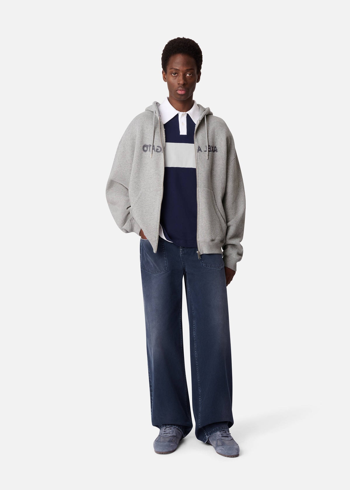 Rhys Zip Thru Hoodie - Grey Melange - image 4